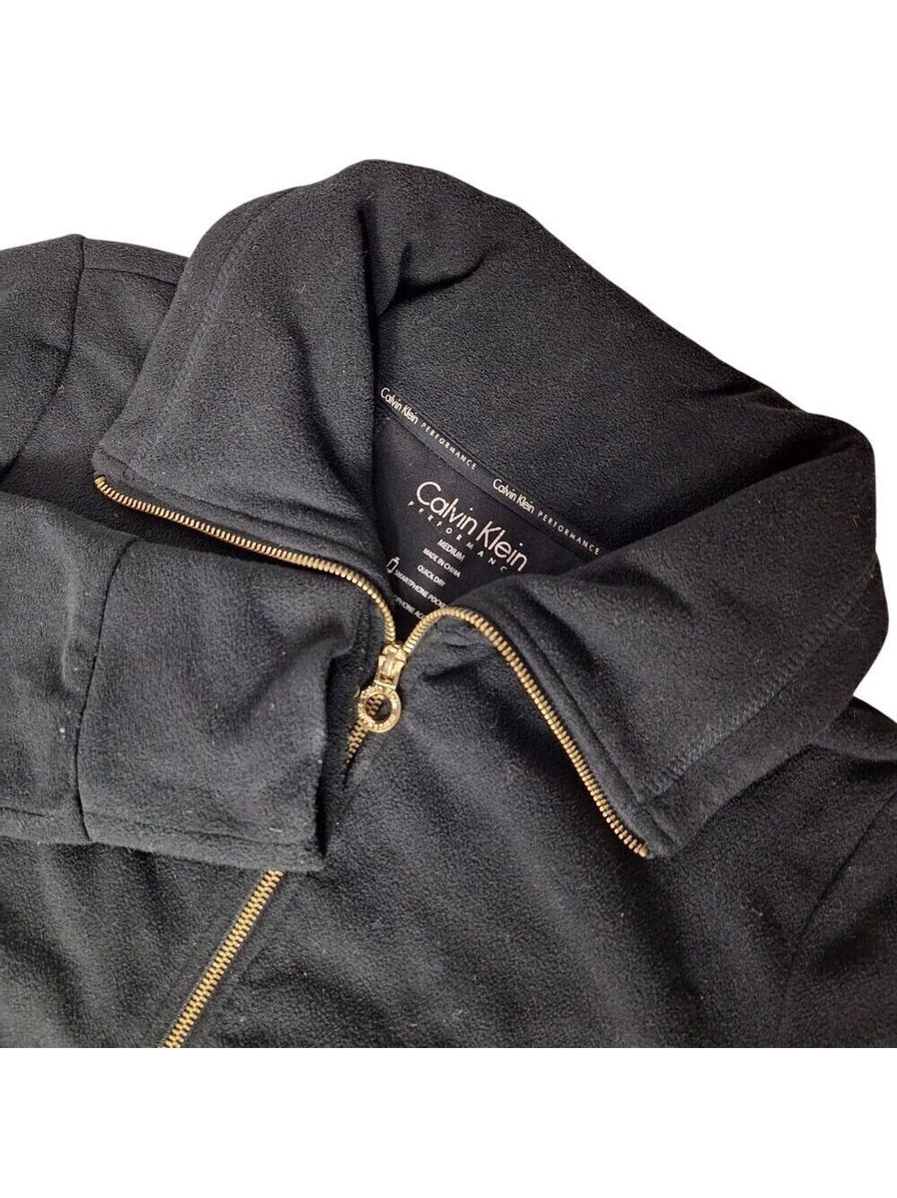 Calvin Klein Black Zip Up Fleece Jacket Women's Medium